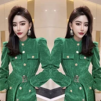 womens clothes spring of 2022 the new fashion closes the waist and shows oodji vfemage vintage winter elegant dresses befree