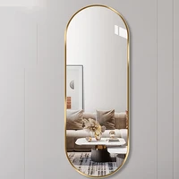 nordic luxury gold mirror long oval design bathroom shower floor mirror large glass decoracion habitacion bedroom decoration