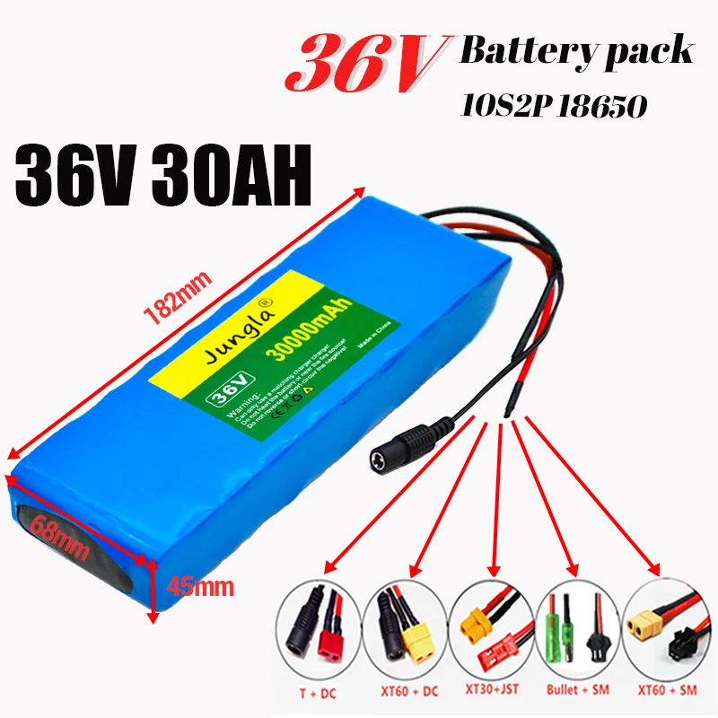 

Batterie avec Chargeur pour Vélo Scooter Moto Capacité 42V 500W 10S2P 36V 30Ah 18650 Li-ion