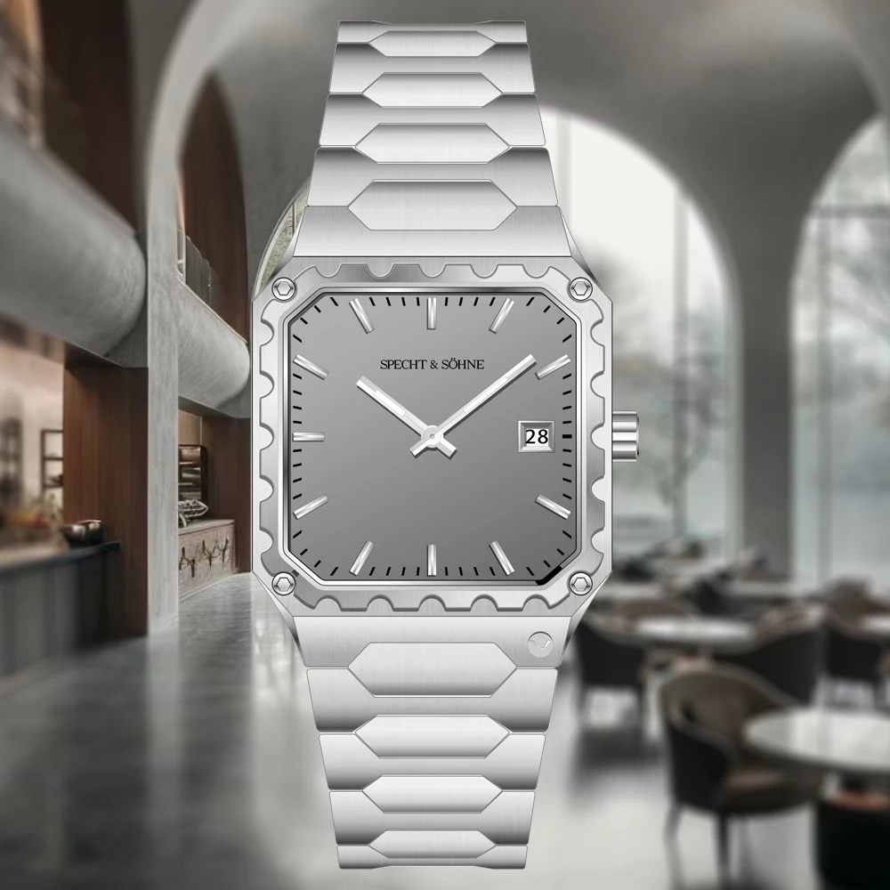 Specht &amp Söhne Новые поступления 35 мм квадратные мужские часы кварцевые VX3K Movt