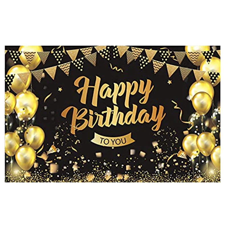 

Birthday Decorations, Black Gold Background Birthday Man and Woman Happy Birthday Banner Poster, Birthday Decoration