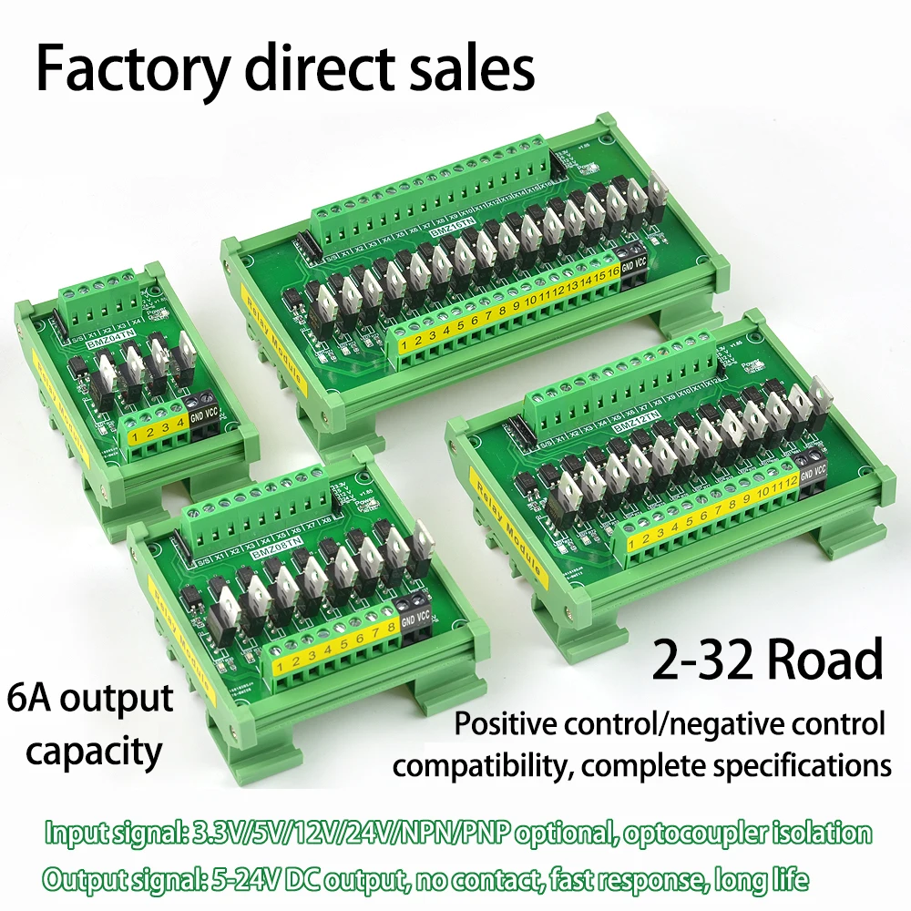 

IO Card Microcontroller PLC DC12/24V 4/8 Way Amplifier Board PNP NPN Optocoupler Isolation Solid State Relay Transistor Output