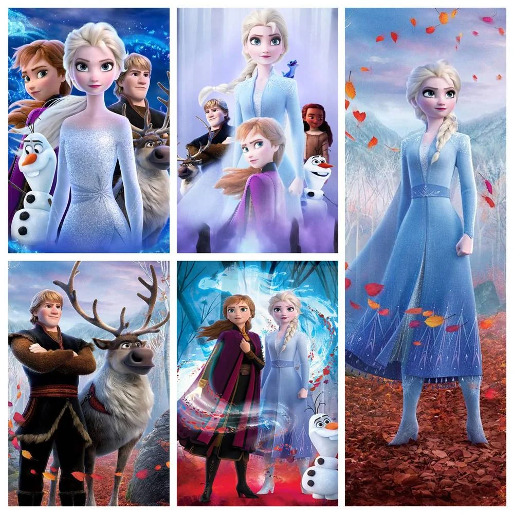 

Disney 5D DIY Diamond Painting Cross Stitch Set Snow and Ice Princess Sisters Manual Inlay Children's Gifts Home Wall Decoration