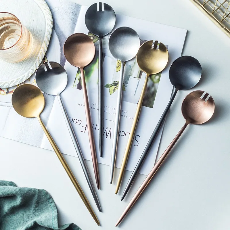 304 Stainless Steel Portuguese Salad Spoon and Fork Hotel Self-service Communal Spoon Communal Fork Fruit Salad Spoon and Fork