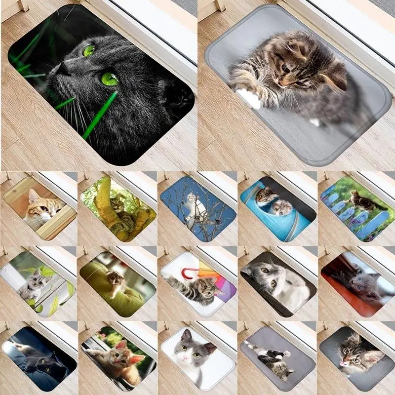 

Cute cat animal pattern non-slip suede carpet doormat doormat outdoor kitchen living room floor mat carpet