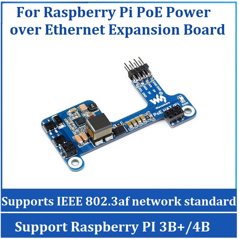 Плата расширения питания Waveshare PoE HAT(E) для Raspberry Pi Ethernet плата 3B +/4B IEEE 802.3Af 1 шт.