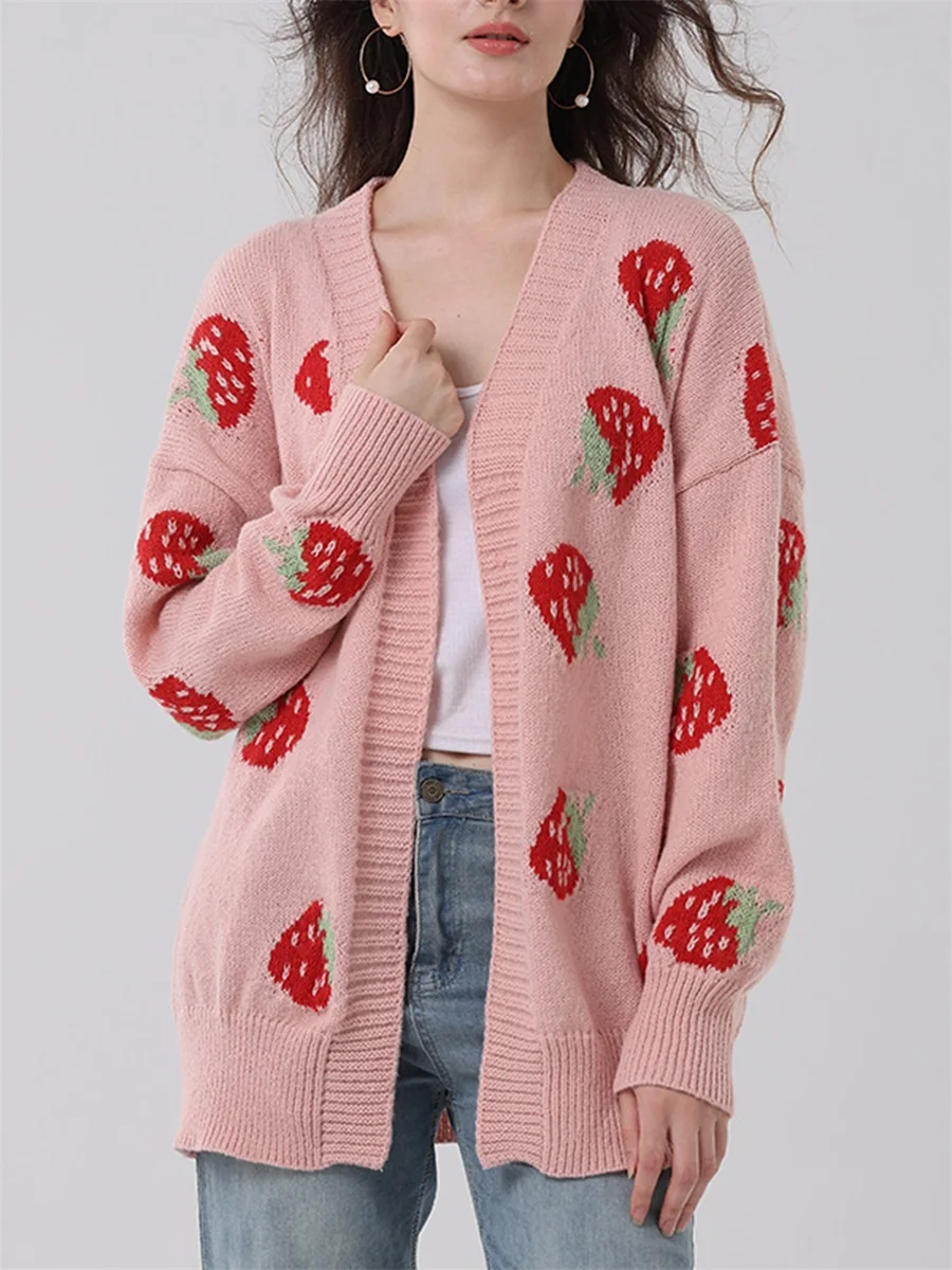 Женский вязаный кардиган с длинным рукавом