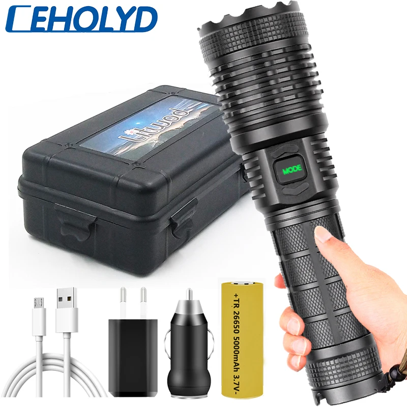 

Светодиодный фонарик XHP70.2, 4-ядерный Мощный Аккумуляторный USB-аккумулятор, водонепроницаемый алюминиевый масштабируемый светильник