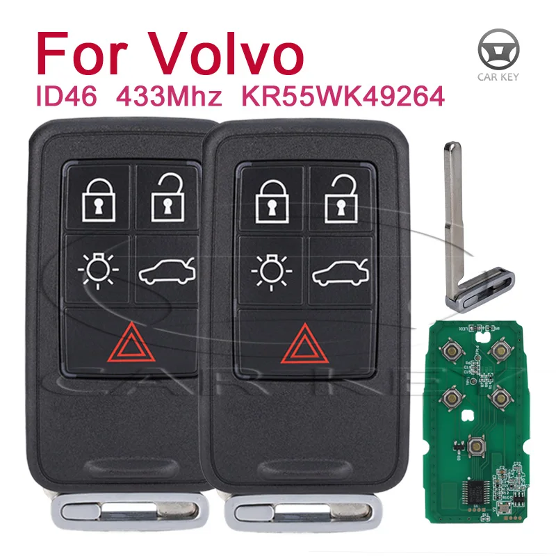 Умный дистанционный ключ для Volvo XC60 S60 S60L V40 V60 S80 XC70 FSK ID46chip 5 кнопок FCCID KR55WK49264 Корпус