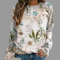 latest fashion women sweatshirt pullover spring autumn essential graffiti print female outer clothing flowers sportswear coat