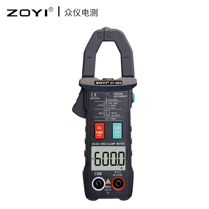 

ZOYI ZT-QB9 Digital Clamp Meter Professional 6000 Counts Multimeter AC DC 600A Ohm Capacitance TEMP Auto Range Voltmeter Ammeter