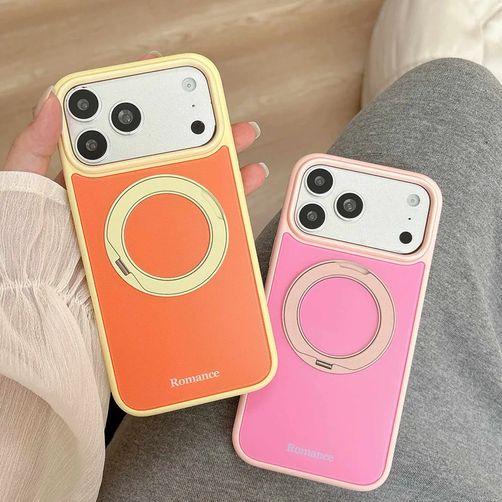 Фото Цветовые сочетания Macaron 360 ° Вращающийся магнитный чехол-подставка для iPhone 17 Pro Max 16 15 Pro Max, мягкий, в конфетных цветах, для пар №3