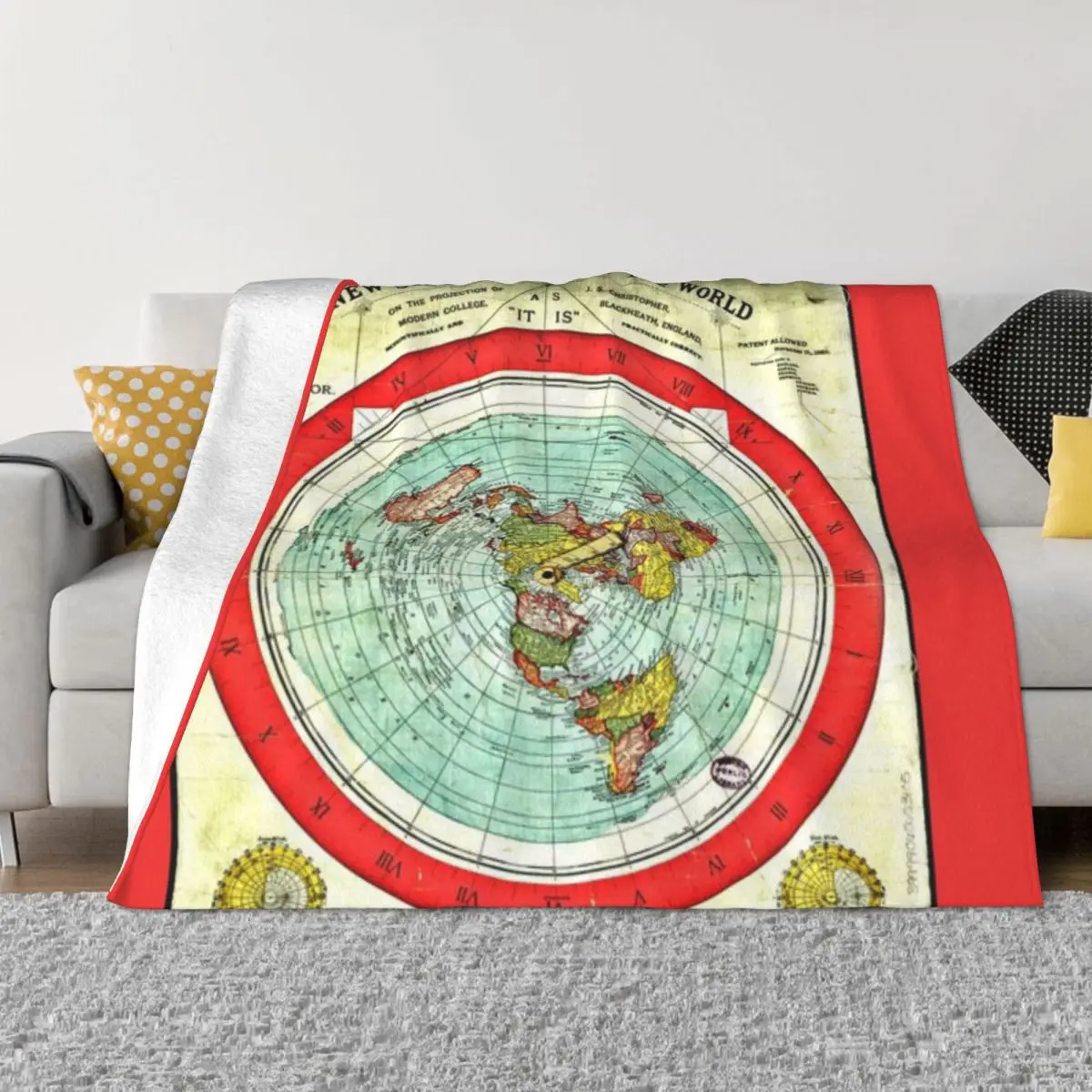 Gleason 1892 плоская карта земли исследование плоской ультрамягкое Флисовое одеяло