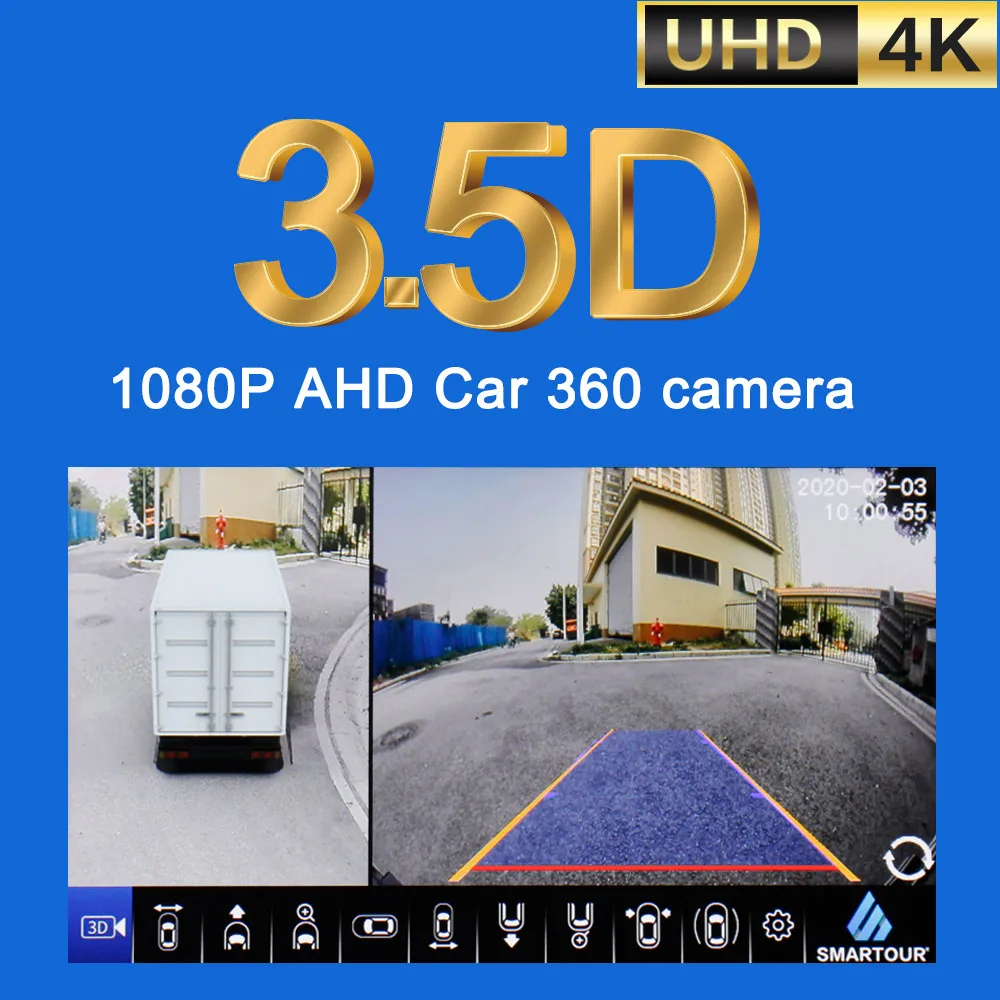 Автомобильная панорамная камера SMARTOUR AHD 1080P 4K HD 3.5D с поворотом на 360 градусов для