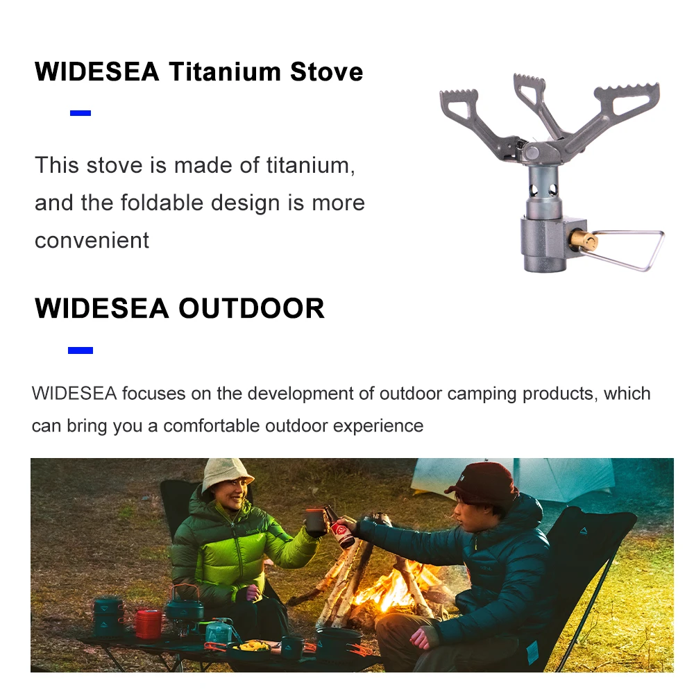 Фото Widesea титановая мини-газовая горелка для кемпинга, уличная портативная плита, обогреватель, плитка, карманная кухонная посуда для пикника №5
