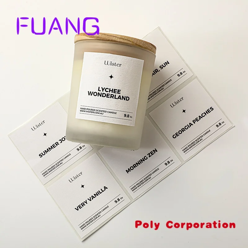 High Quality Custom Printing Matte White Textured Paper Candle Sticker Thick Textured Sticker Labels