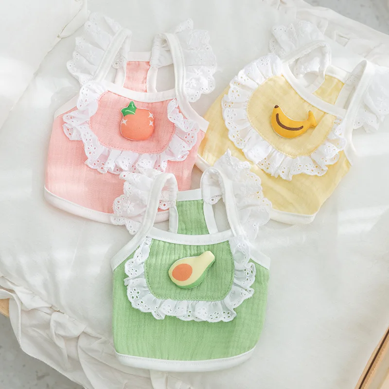 

Three-dimensional Fruit Lace Puppy Sling Summer Thin Style Camisole Softer Dog Clothes Than Bear Fruit Clothes