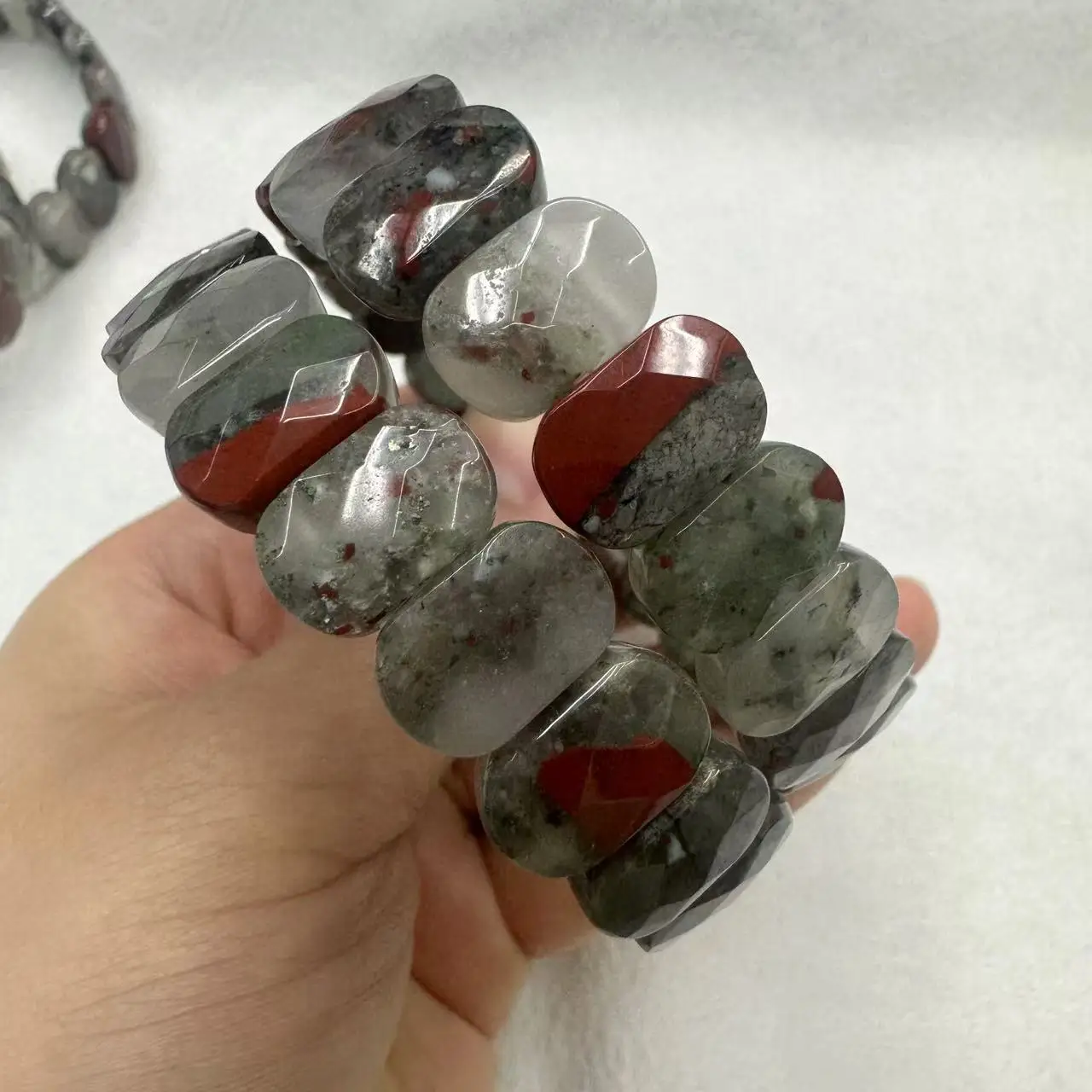 Африканский кровавый камень/Гелиотроп бусины браслет из натурального