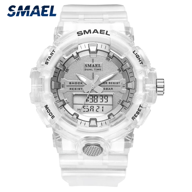 

Часы SMAEL мужские наручные кварцевые, модные водонепроницаемые цифровые многофункциональные светодиодные аналоговые в стиле милитари, спортивные