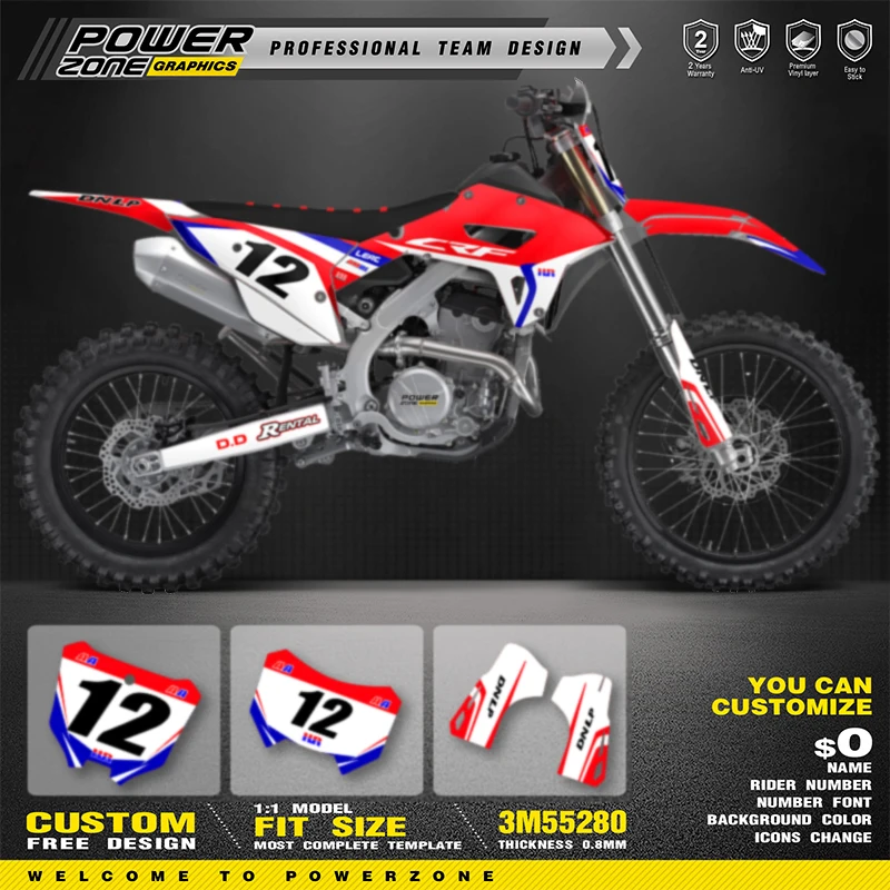 PowerZone полная графика фоновые наклейки комплект наклеек для HONDA 2022 2023 2024 CRF250RX 2021