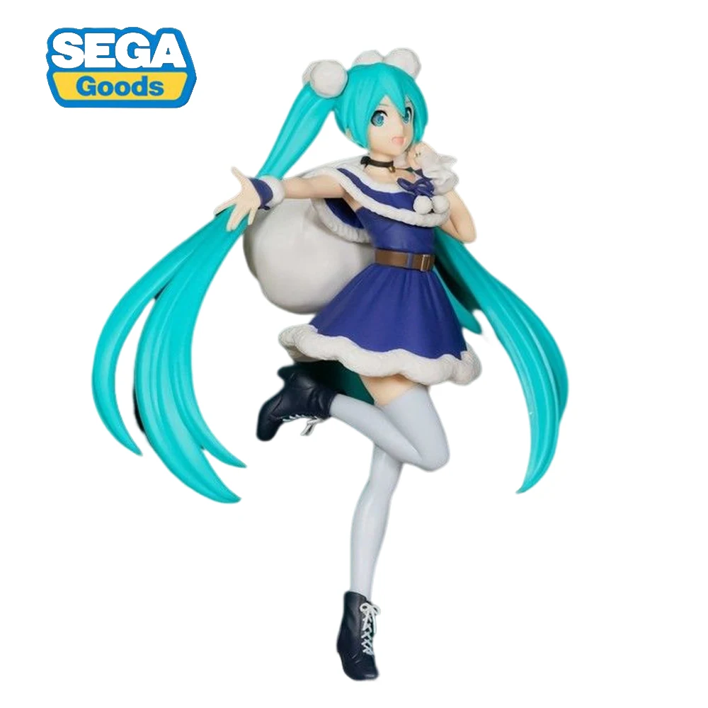 

22CM Hatsune Miku SEGA Anime Figure Cute Kawaii Virtual Singer MIKU Christmas Style Collection Desktop Car Decor Model Dolls Toy
