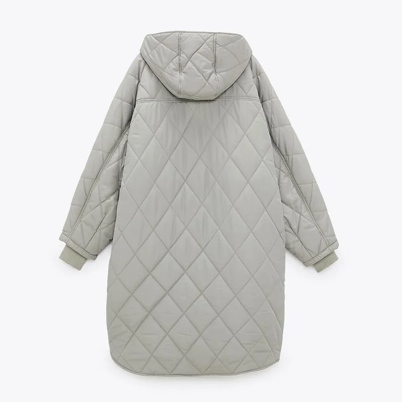 Women New Winter Oversize Casual Waist Bag Parka Coat Fashion Retro Ladies Solid Loose Long Plaid Hooded Cotton Jacket Coat