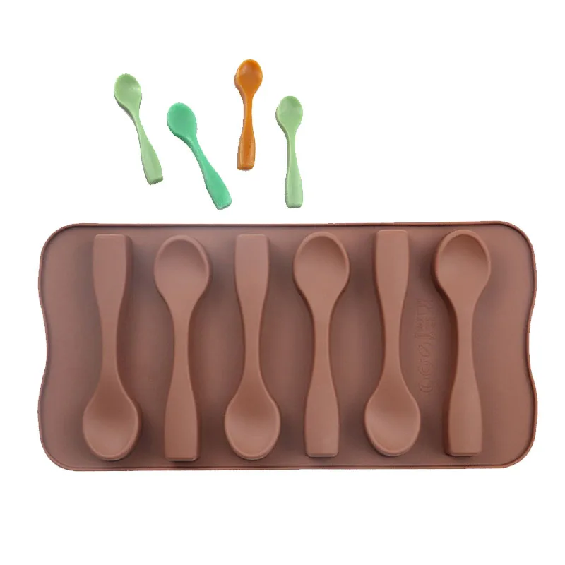 

6 Even Spoon Shape Chocolate Mold Silicone Fondant DIY Candy Moulds Sugar Craft Cake Decoration Tools Kitchen Baking Accessories
