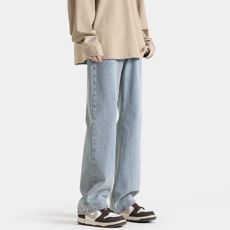 Blue Black Jeans Men Fashion Casual Straight Jeans Men Streetwear Hip-hop Loose Denim Pants Mens Trousers Large Size M-5XL