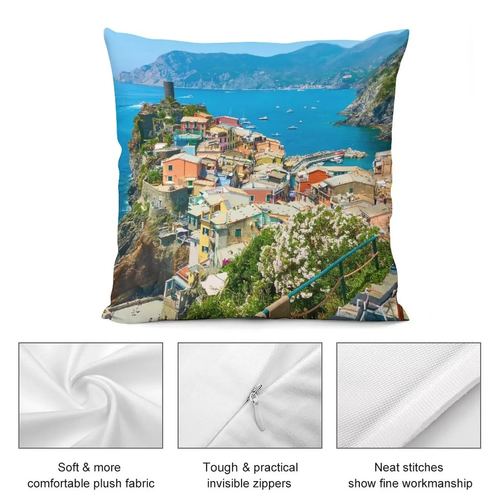 Vernazza Town in Cinque Terre Декоративная подушка Мраморный чехол для диванных подушек Чехлы