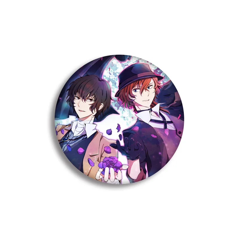 24pcs/lot Bungo Stray Dogs badge Classic Japanese anime brooch 58mm metal circular pin backpack clothing decoration student gift