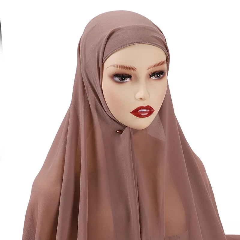 Muslim Chiffon Khimar Hijab Scarf Women Long Solid Color Head Wrap For Women Hijabs Scarves Ladies Muslim Veil Jersey Hijabs