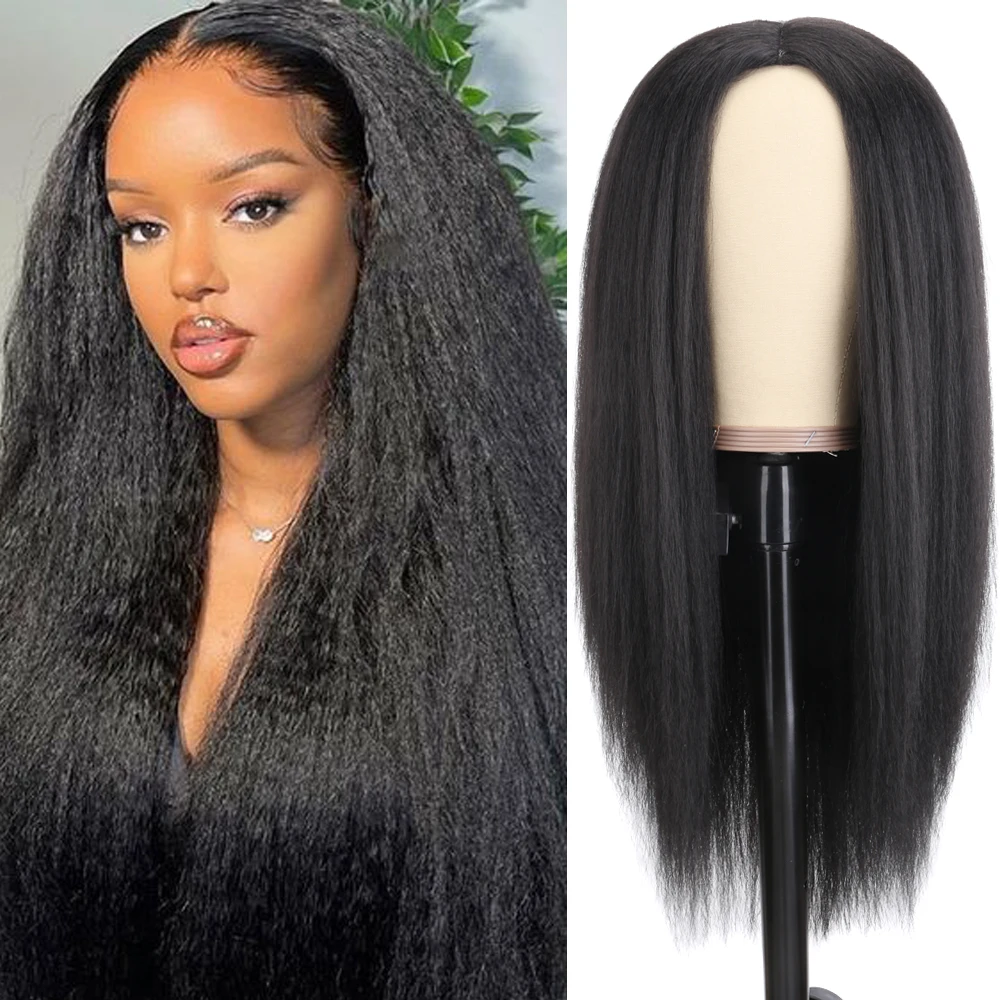 

Kinky Straight Wig Natural Black Blonde White Yaki Straight Hair Wigs for Women Soft Afro Hair Long Synthetic Wig Female