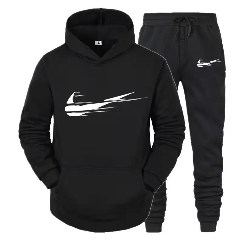 

Новинка 2021, осенние мужские комплекты из 2 предметов, спортивные костюмы с толстовкой и брюками, повседневный мужской/женский спортивный ко...