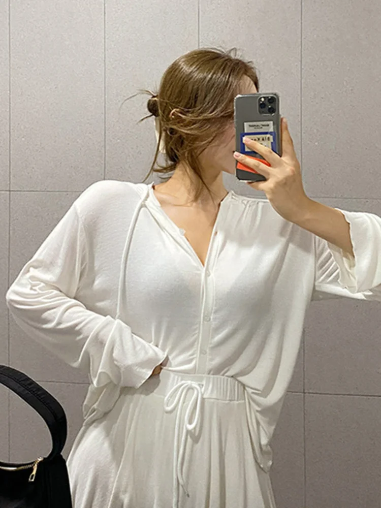 

Sexy Korean White Hooded Cardigan Tops Sweatshirt Women Autumn 2022 Thin Korean Loose Casual Long Sleeve Women Fashion D52Q
