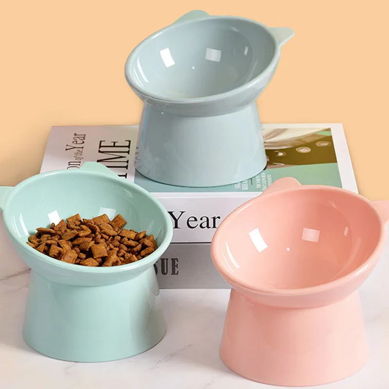 

Миска для еды для домашних животных, защита шеи с высоким основанием, защита от удушения, для собак и кошек, водостойкая антидемпинговая, товары для кормления собак