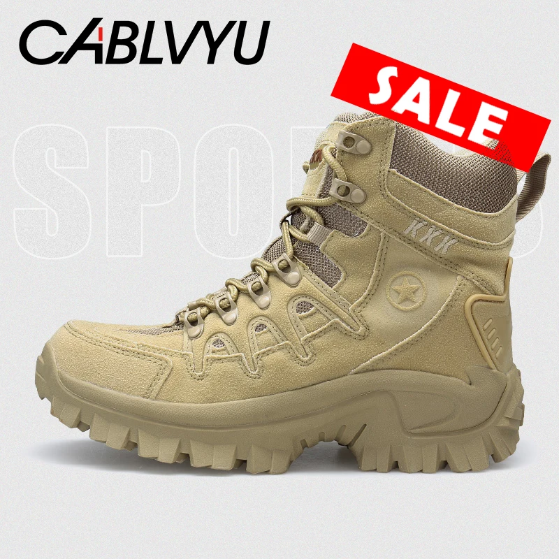 

CABLVYU Men Tactical Boots Army Boots Mens Military Desert Work Safety Shoes Climbing Hiking Shoes Ankle Men Outdoor Boots