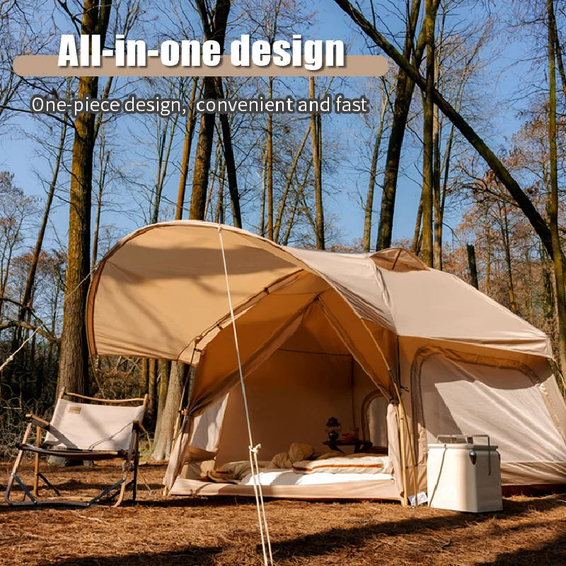 

5-8 People Outdoor Camping Frog Tent Double Layer Rainproof Automatic Hexagonal One Bedroom Light Luxury Portable Folding Tent