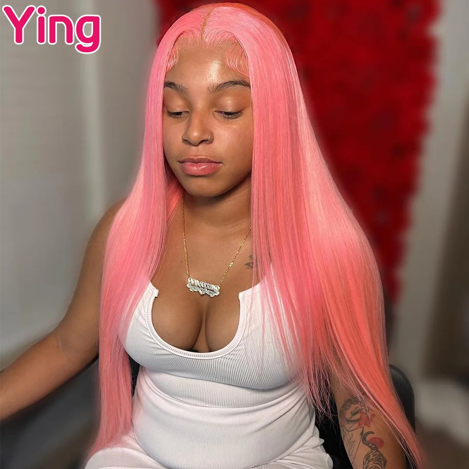 HD Pink Colored Body Wave Human Hair Wigs for Women Pre Plucked with Baby hair Transparent Lace Wigs 180% Density 28 30 Inch