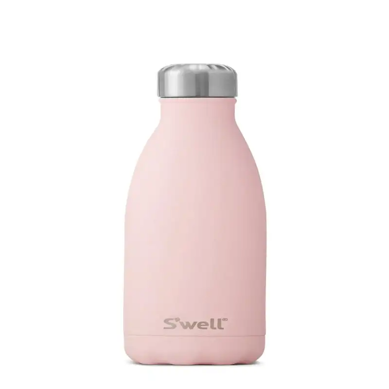 

17 oz Pink Topaz and Silver Solid Print Triple Layered Vacuum Insulated Stainless Steel Water Bottle with Screw Flask running Ai