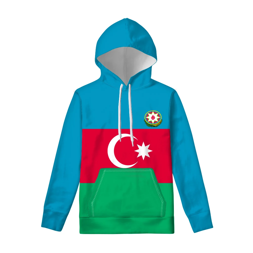 

Azerbaijan Zipper Hoodie Free Custom Made Name Number Print Flag Team Aze Country Pullover Tees Azerbaijani Nation Az Clothes