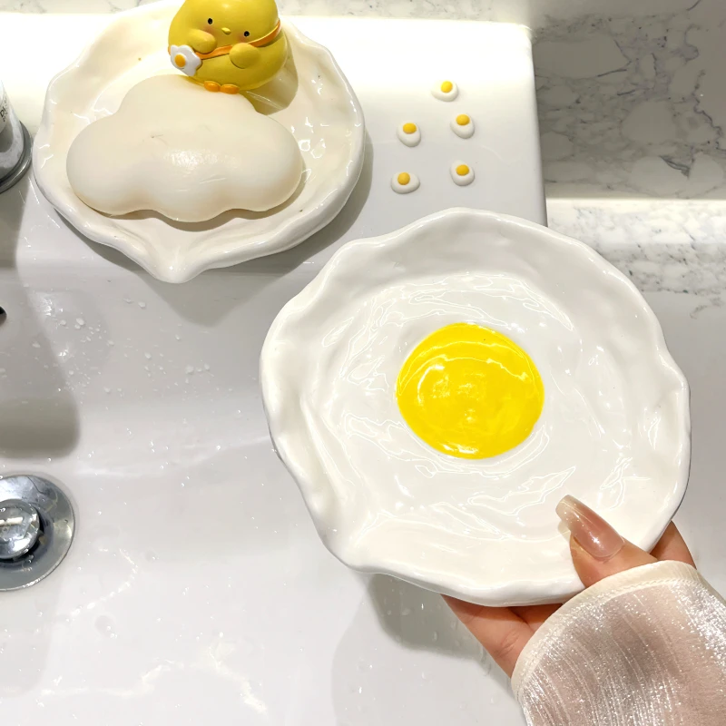 

Cute Egg Soap Box Creative Modern Simplicity Household Bathroom Products Wash Table Ceramic Laundry Soap Dish Drain Storage Box