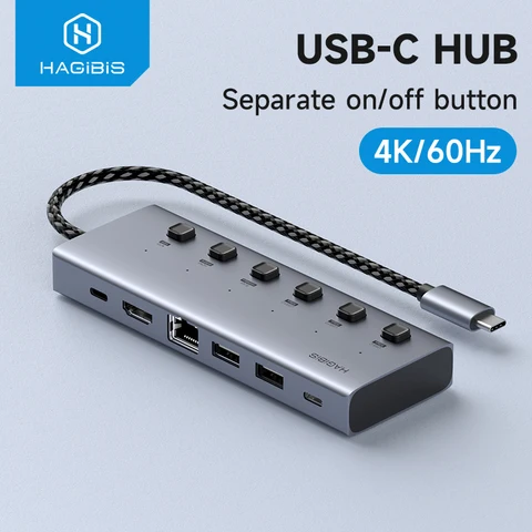 Hagibis USB C HUB с индивидуальными переключателями