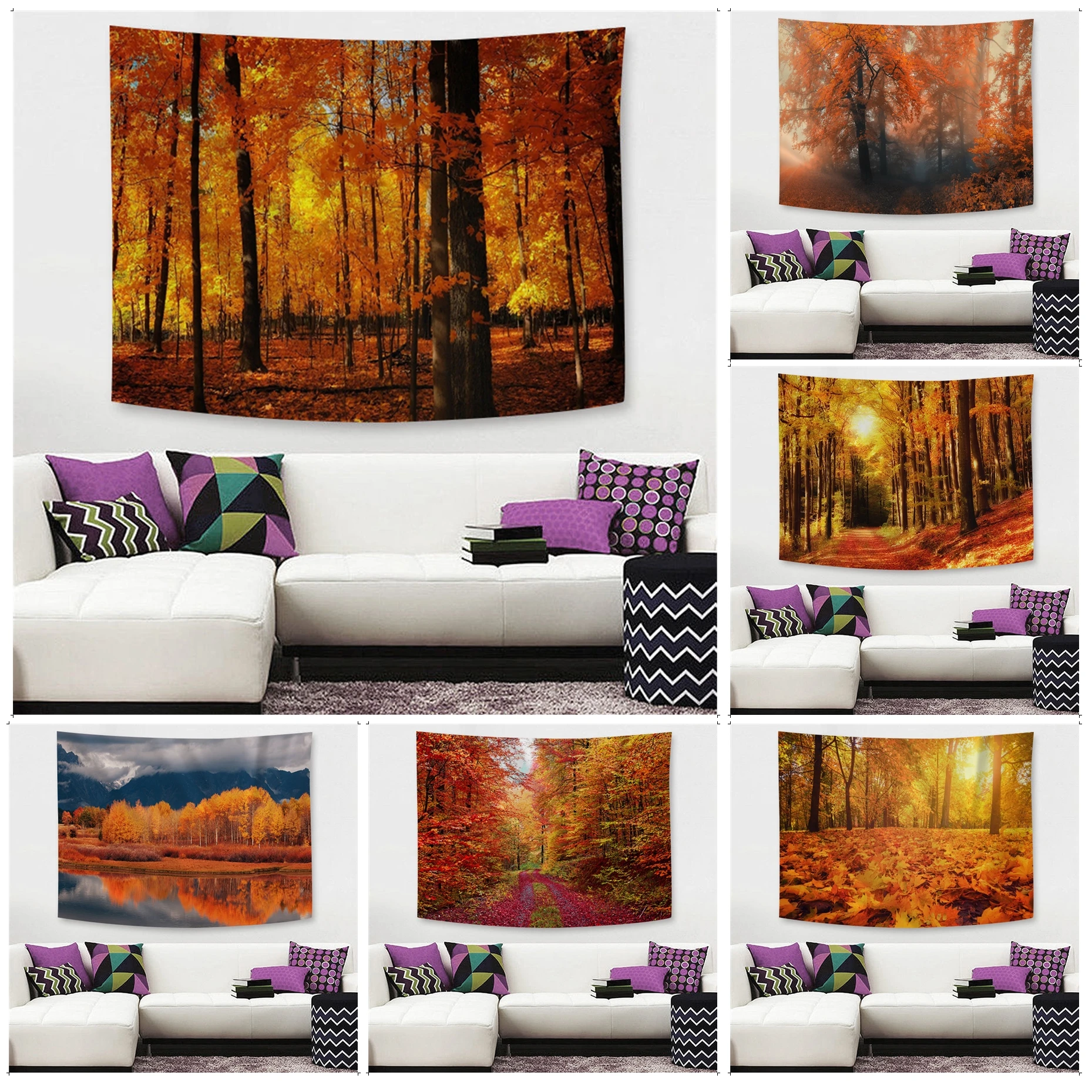 

Autumn Forest Orange Colorful Tapestry Wall Hanging Wall Hanging Decoration Household Wall Hanging Sheets