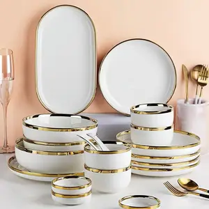 Brand Top Quality Ceramic Porcelain Dinnerware Sets 24K Gold Tableware of  58 Pcs Fashion Dish Plates Set Royal Luxury Cup Kits - AliExpress