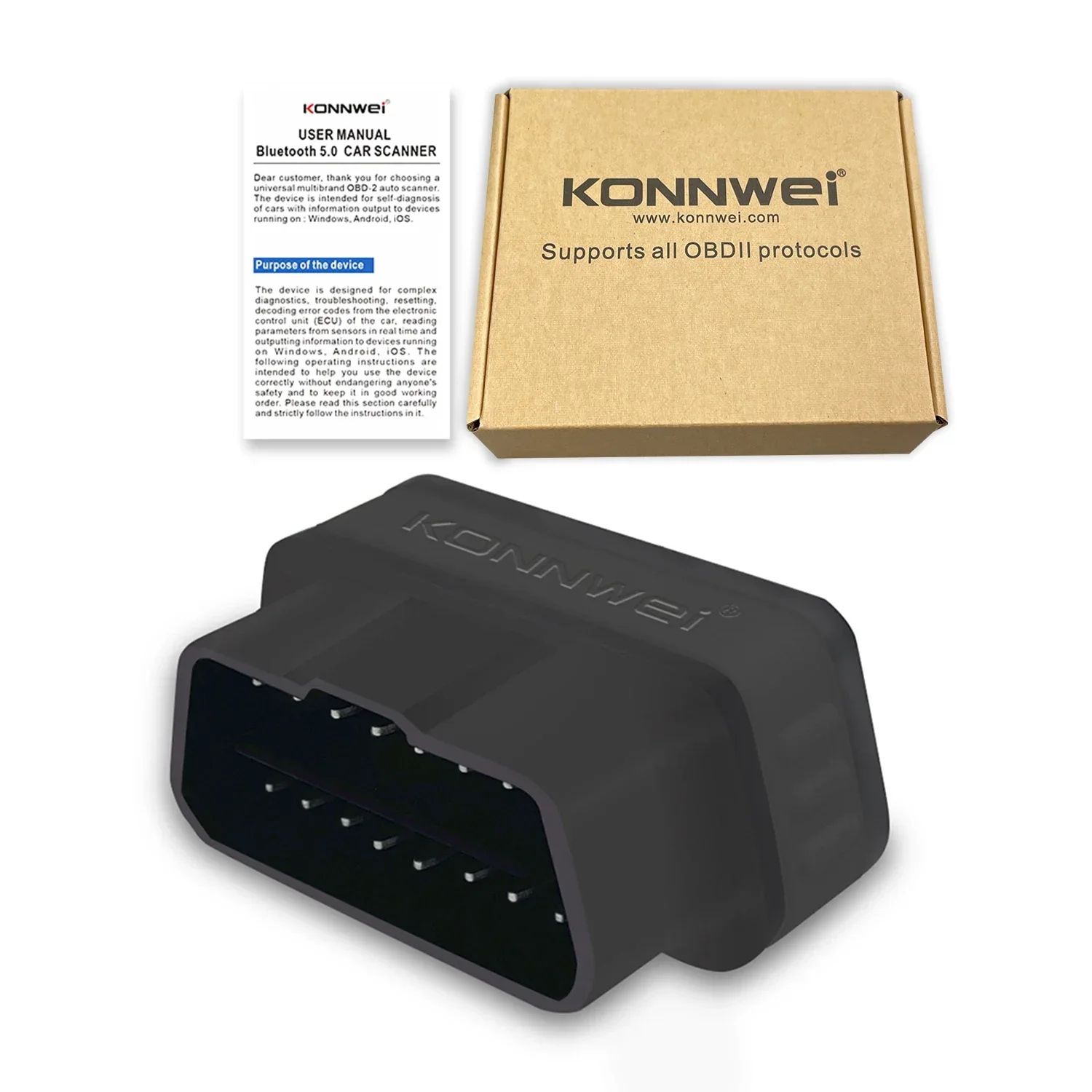 KONNWEI KW901 ELM327 V1.5 Bluetooth 5.0 OBD2 сканер для Android/IOS OBD 2 автомобильный диагностический