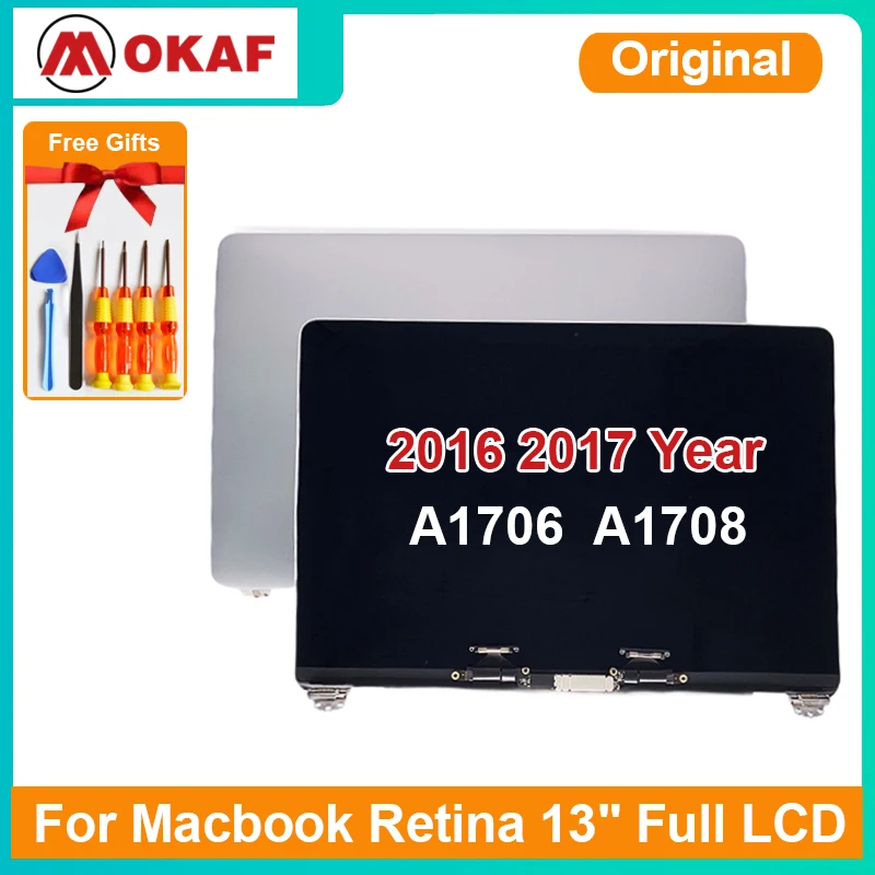 

OKANFU For Macbook Retina 13" A1706 A1708 Full LCD 2016 2017 Year Laptop Silver Space Gray A1706 A1708 Screen Display Assembly