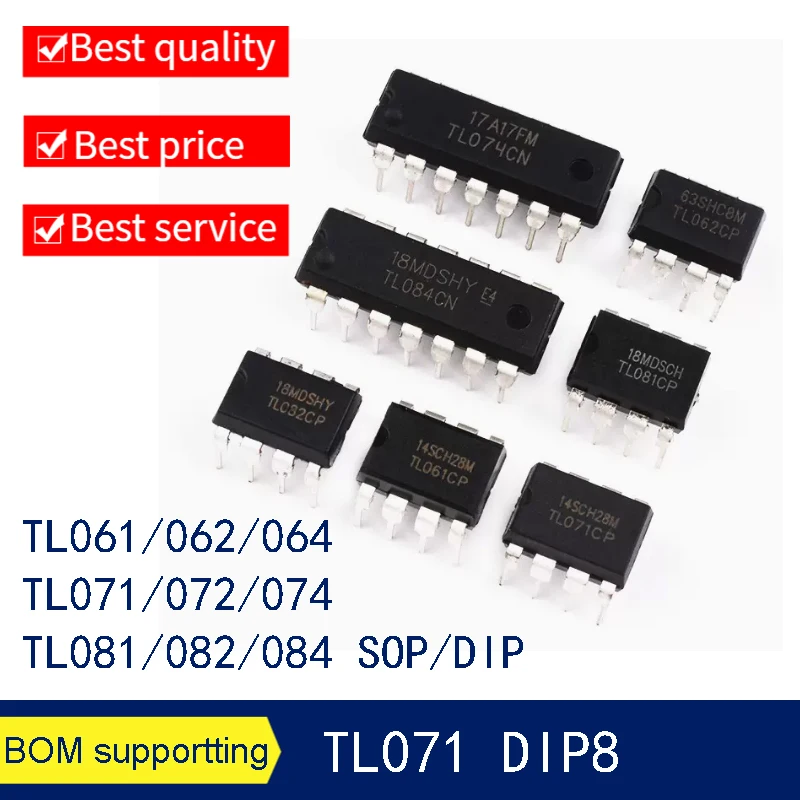 

10PCS TL061CP CN TL062C TL064 TL071 TL072 TL074 TL081 TL082 TL084 DIP8 Large Chip IC