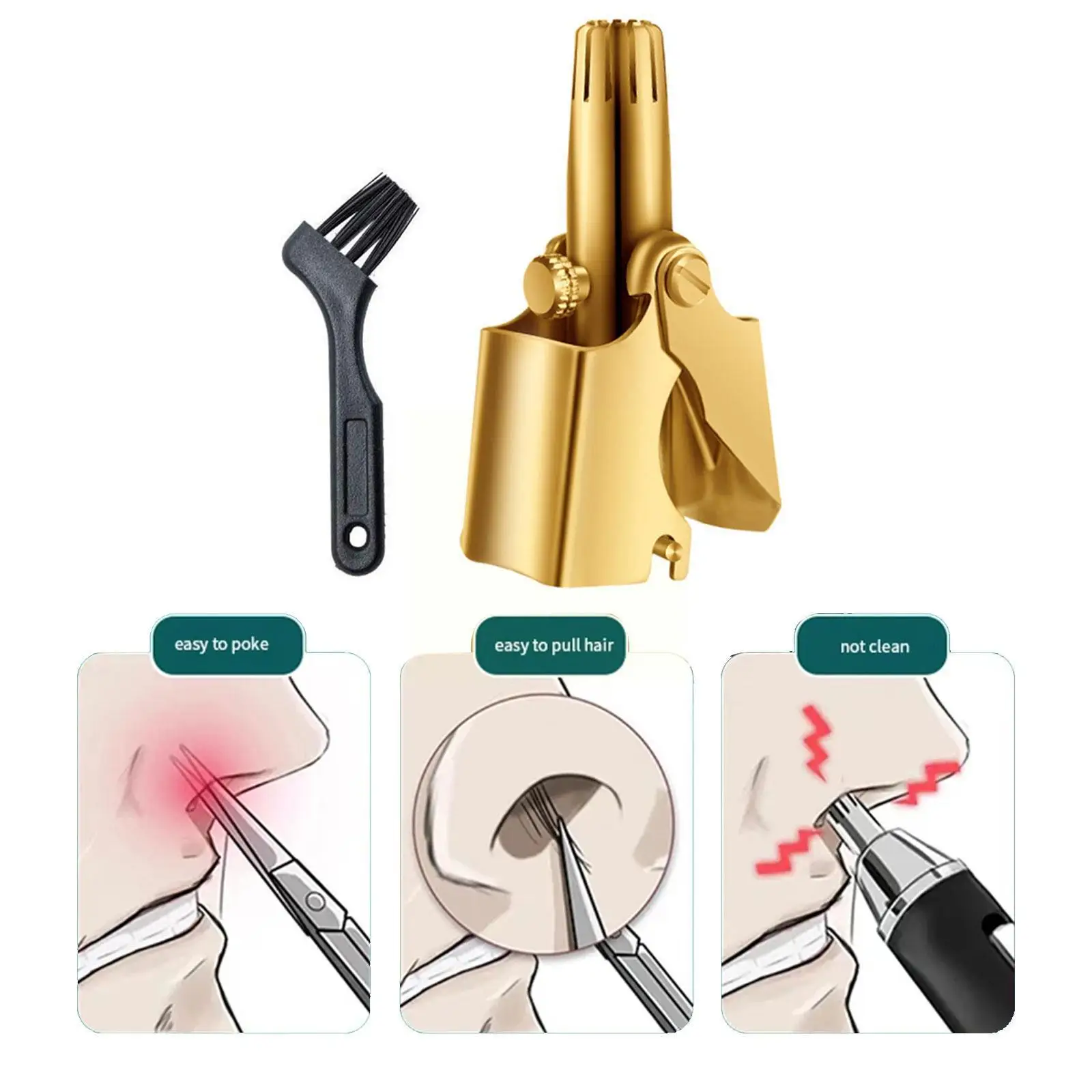 

Nose Hair Ear Trimmer For Men Steel Manual Washable Portable Tondeuse Nez Hair Remover Nose Vibrissa Shaver U5i3