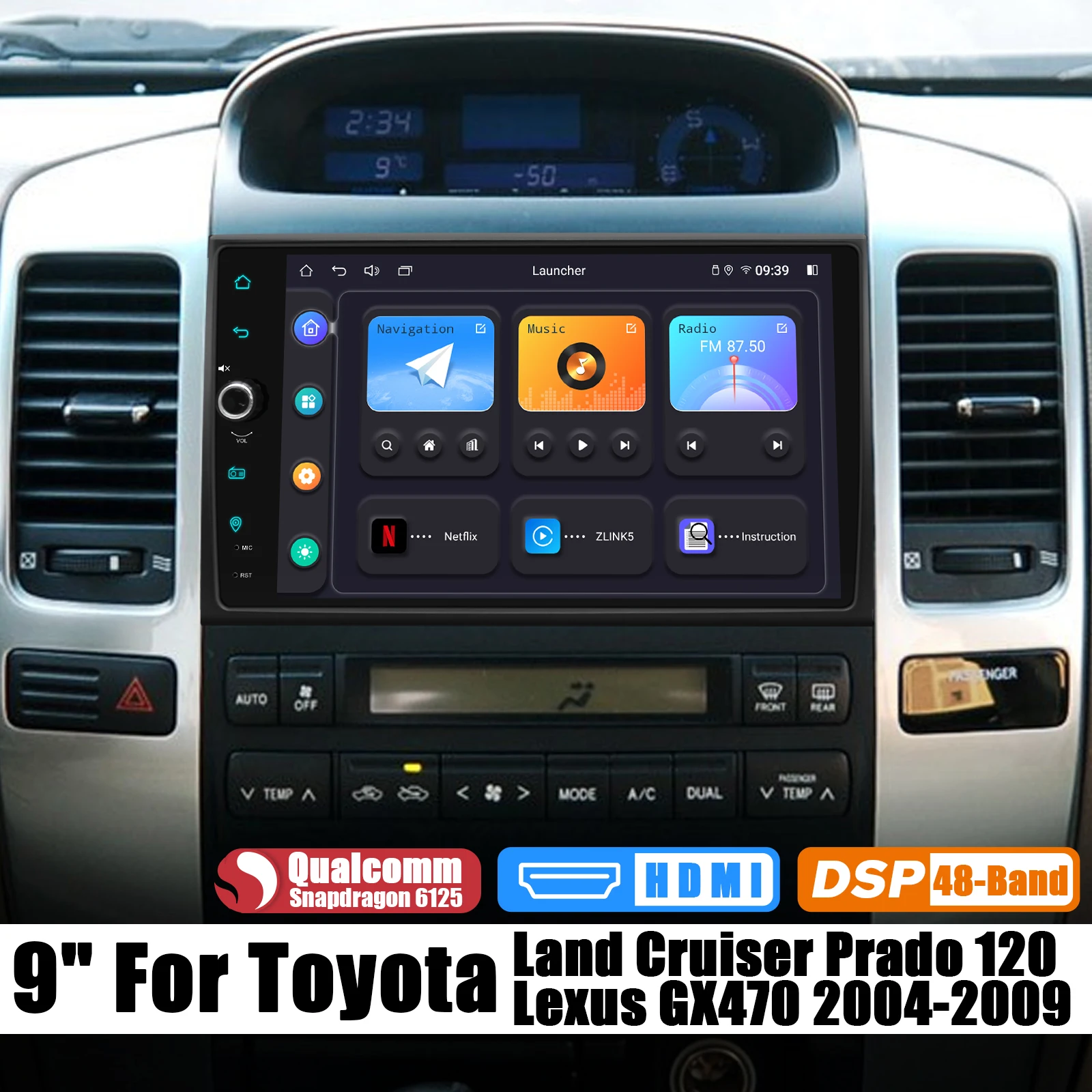 Автомобильный радиоприемник 9 дюймов Android 12 стерео Мультимедийный плеер для Toyota