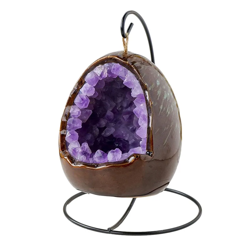 

Amethyst Crystal Cave Table Lamp Natural Material Mesmerizing Colors Perfect for Any Space Enhances Ambience